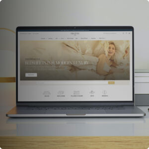 Luxury website design for Frette, offering seamless navigation and visually appealing e-commerce experience.