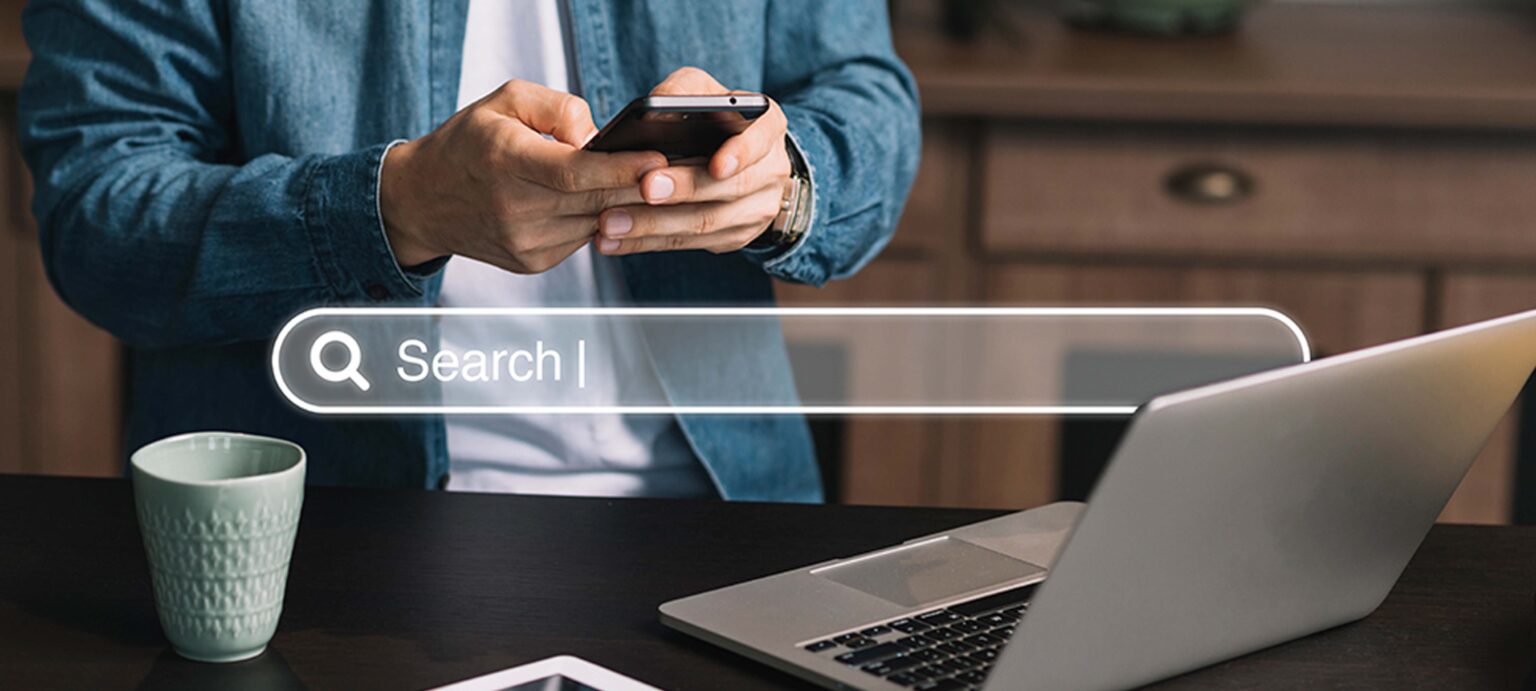 Person viewing a website with SEO on search engine