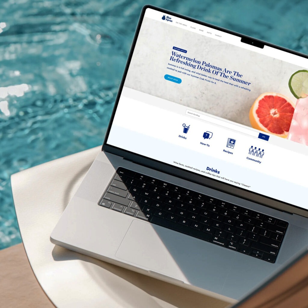 Website redesign and content strategy services transforming outdated Blue Apron site.