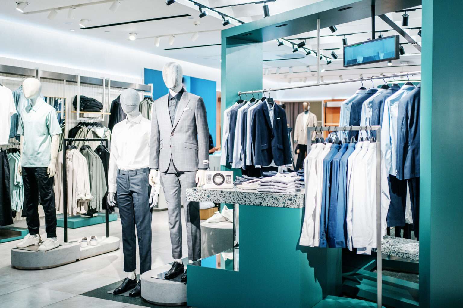 Store interior, representing an e-commerce site redesign with responsive design for an San Diego-based apparel brand.